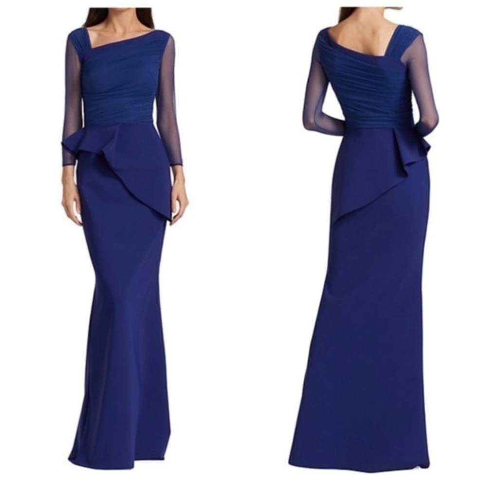 CHIARA BONI LA PETITE ROBE $1090 Rippy Illusion Gown Size US 12